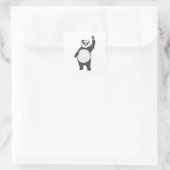 Panda with Tulip Quadratischer Aufkleber (Tasche)
