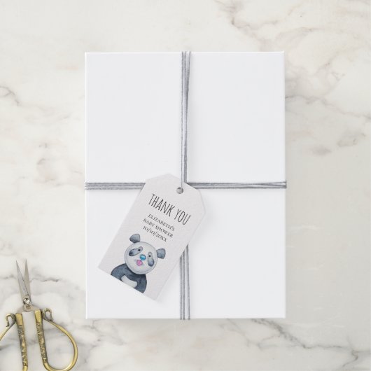 Panda. Witziges süße Tier. Babydusche danke Geschenkanhänger (Mit Garn)