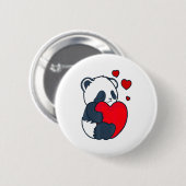 Panda Women Valentines Day Girlfriend Heart Button (Vorne & Hinten)