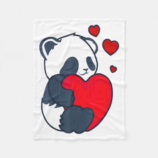 Panda Women Valentines Day Girlfriend Heart Fleecedecke (Vorderseite)