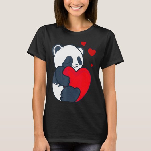 Panda Women Valentines Day Girlfriend Heart  T-Shirt (Vorderseite)