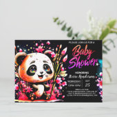 Panda Wonderland Sweet Pink Girl Baby Dusche Einladung (Stehend Vorderseite)