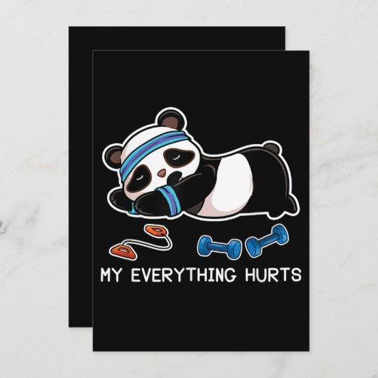 Panda Workout Gym My Everything Hurts Einladung (Vorne/Hinten)