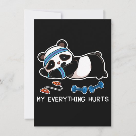 Panda Workout Gym My Everything Hurts Einladung (Vorderseite)