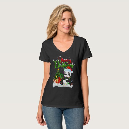 Panda   Xmas Decorations Santa Panda Christmas T-Shirt (Vorderseite Vollansicht)
