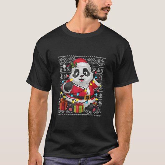 Panda Xmas Sweater Style Ugly Santa Panda Christma T-Shirt (Vorderseite)