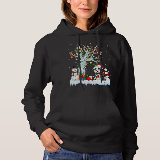 Panda Xmas Tree Lighting Weihnachtsmannmütze Panda Hoodie (Vorderseite)