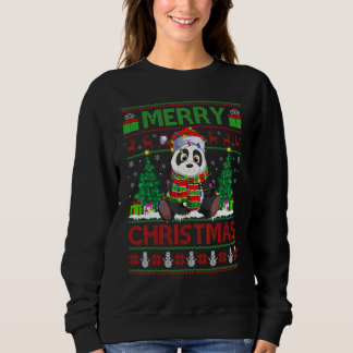 Panda   Xmas Tree Lights Ugly Santa Panda Christma Sweatshirt