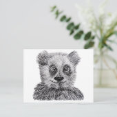 Panda Zeichnend Postkarte (Stehend Vorderseite)