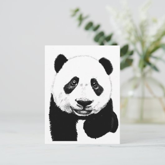 Panda zeichnend postkarte (Stehend Vorderseite)