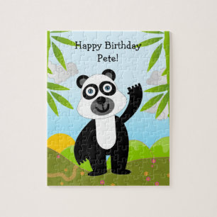 Pandabär, der alles Gute zum Geburtstag wünscht Puzzle
