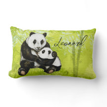 Pandabär Mutter mit Kind - handgemalt | Kissen