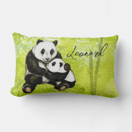 Pandabär Mutter mit Kind - handgemalt | Kissen