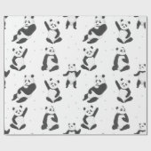 Pandabärmuster Geschenkpapier (Flach)