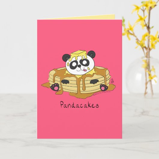 Pandacakes - Funny Panda Pancake Pub Card Karte (Gelbe Blume)