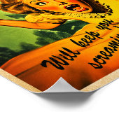 Pandamonium Funny Panda Retro Horror Filmplakat Poster (Ecke)