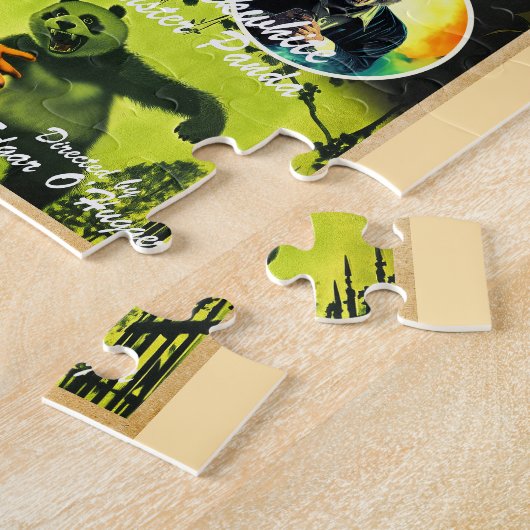 Pandamonium Funny Panda Retro Horror Filmplakat Puzzle (Seite)