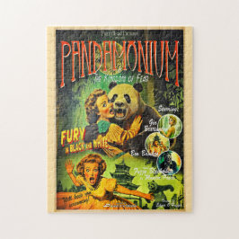 Pandamonium Funny Panda Retro Horror Filmplakat Puzzle