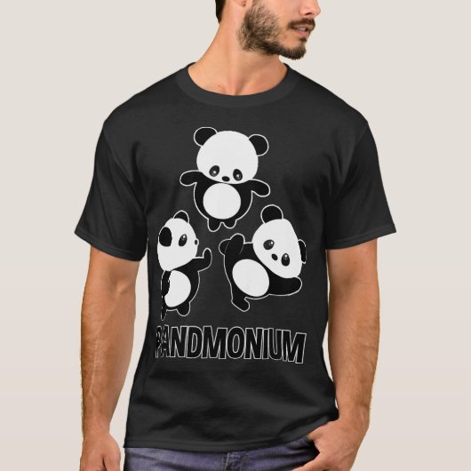 Pandamonium TShirt Funny Panda Bear Pun T-Shirt (Vorderseite)