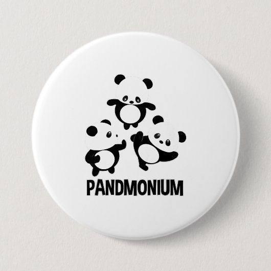 Pandamonium TShirt Funny Panda Bear Pun T-Shirt Button (Vorderseite)