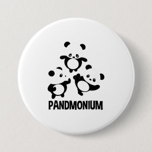 Pandamonium TShirt Funny Panda Bear Pun T-Shirt Button