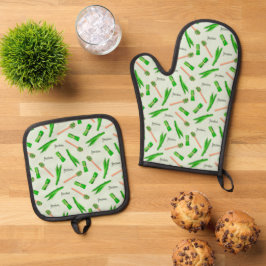 Pandan-Blatt-Muster-Ofenhandschuh und Topflappen Ofenhandschuh & Topflappen-Set