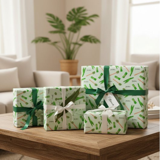 Pandan Leaf Pattern Wrapping Paper Geschenkpapier