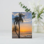 Pandanus-Baum bei Sonnenuntergang, Laypang Beach, Postkarte (Stehend Vorderseite)