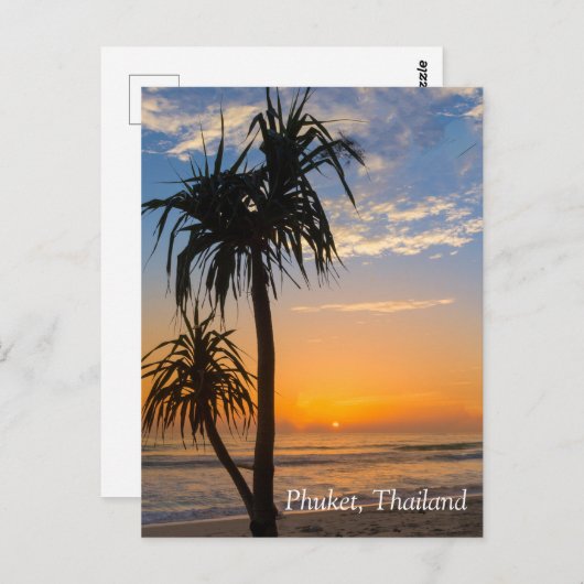 Pandanus-Baum bei Sonnenuntergang, Laypang Beach, Postkarte (Vorne/Hinten)