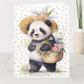 Pandas Abenteuer mit Blumen Karte (Vorderseite)