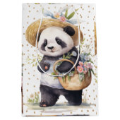 Pandas Abenteuer mit Blumen Mittlere Geschenktüte (Vorderseite)