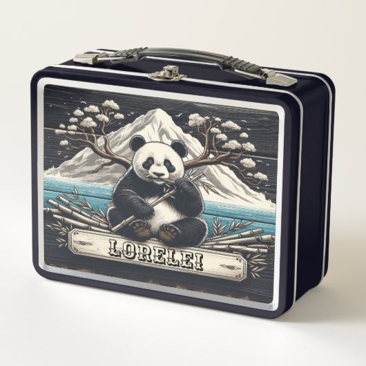 Panda's abgeschiedene Perch: Bambus stellt sich zu Metall Brotdose (Vorderseite)