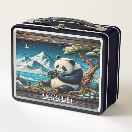 Pandas abgeschiedener Koch: Bambus Vergnügen Metall Brotdose (Vorderseite)