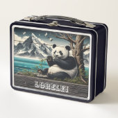 Pandas abgeschiedener Koch: Bambus Vergnügen Metall Brotdose (Vorderseite)