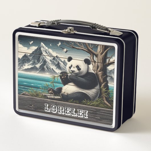 Pandas abgeschiedener Koch: Bambus Vergnügen Metall Brotdose (Vorderseite)