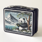 Pandas abgeschiedener Ort: Bambusinhalt Metall Brotdose (Rückseite)