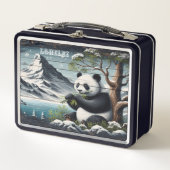 Pandas abgeschiedener Ort: Bambusinhalt Metall Brotdose (Vorderseite)