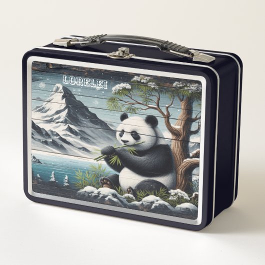 Pandas abgeschiedener Ort: Bambusinhalt Metall Brotdose (Vorderseite)