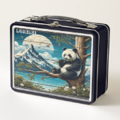 Pandas abgeschiedener Rückzugsort: Bamboo-Munch Metall Brotdose (Vorderseite)