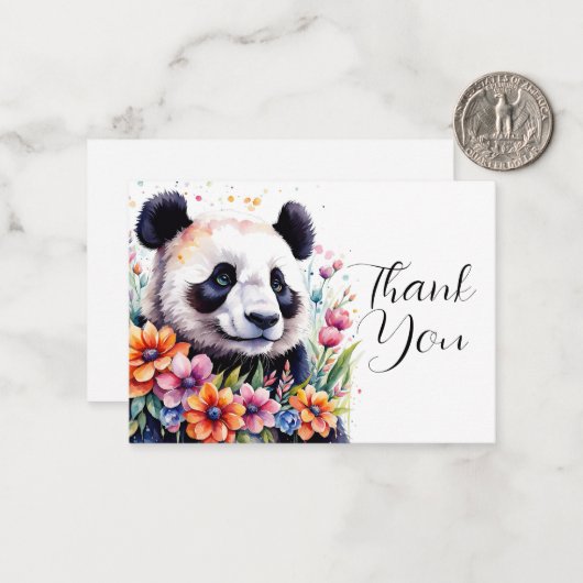 Pandas Amidst Blooming Blume Vielen Dank Mitteilungskarte (Vorderseite/Rückseite Beispiel)