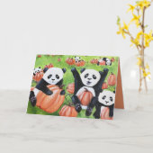 Pandas and Pumpkins Fall Grußkarte Karte (Gelbe Blume)