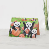 Pandas and Pumpkins Fall Grußkarte Karte (Vorderseite)