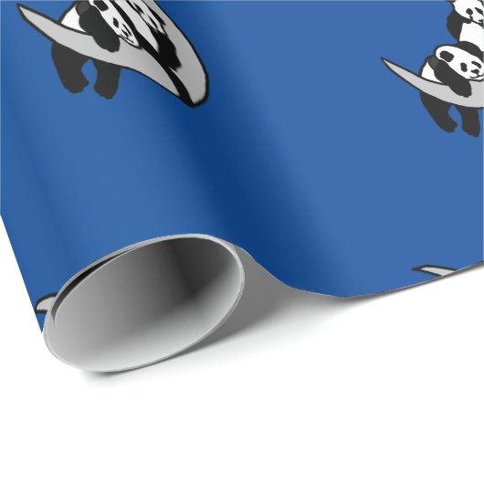 Pandas auf dem Mond Geschenkpapier (Rolleneckpunkt)