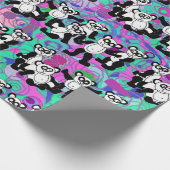 Pandas auf lila geschenkpapier (Ecke)