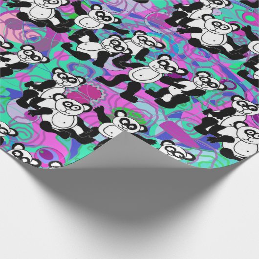 Pandas auf lila geschenkpapier (Ecke)