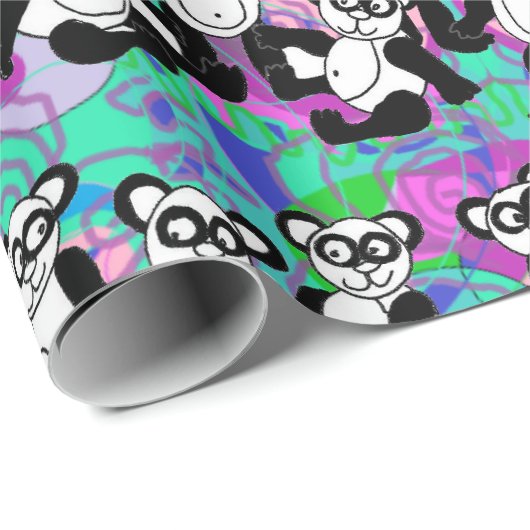 Pandas auf lila geschenkpapier (Rolleneckpunkt)