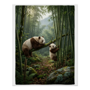Pandas Bambuswald Wildtier Natur Fleece Decke Poster