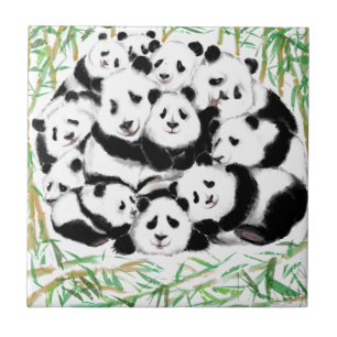 Pandas - Big Hugs - Niedlich - Funny - Aquarell Ku Fliese