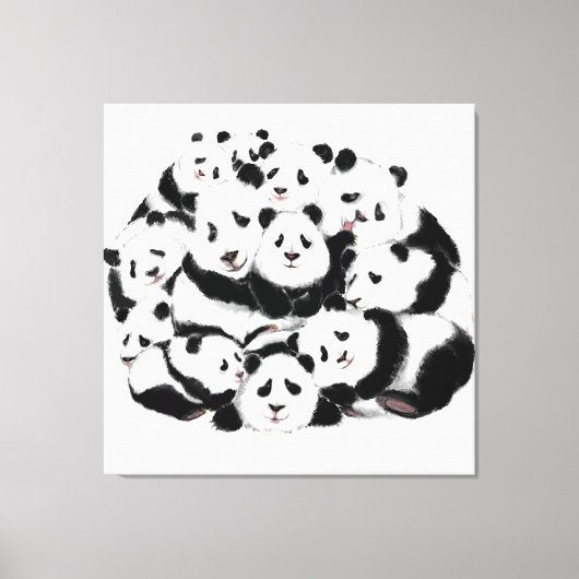 Pandas Canvas Print Family Panda Malerei Leinwanddruck (Vorderseite)