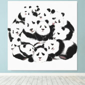 Pandas Canvas Print Family Panda Malerei Leinwanddruck (Insitu (Holzboden))